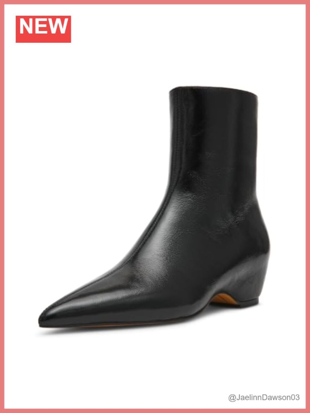 Pointed Toe Ankle Bootie with Block Heel Leather Fall Shoe